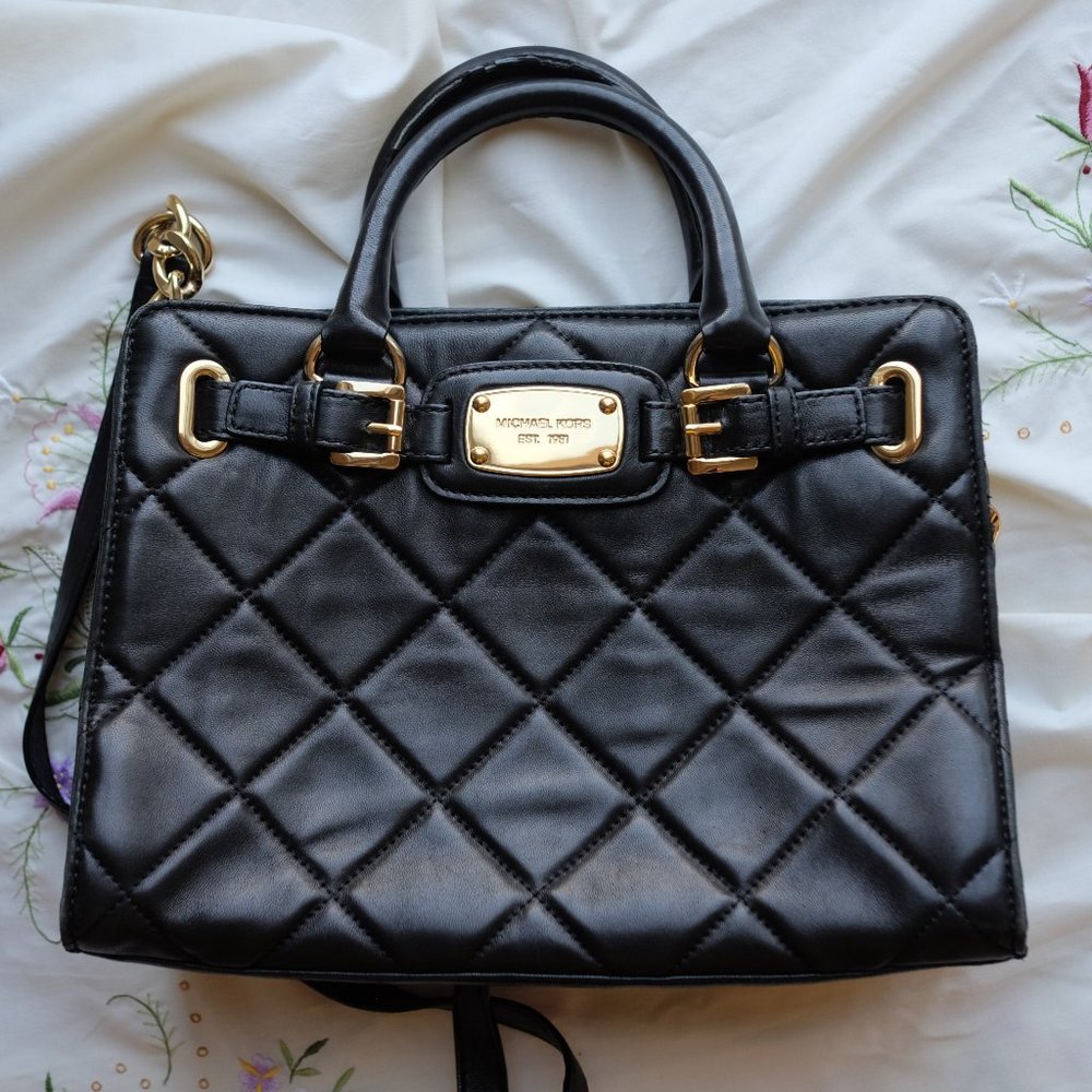 NWOT Michael Kors Quilted Black Top Handle Bag